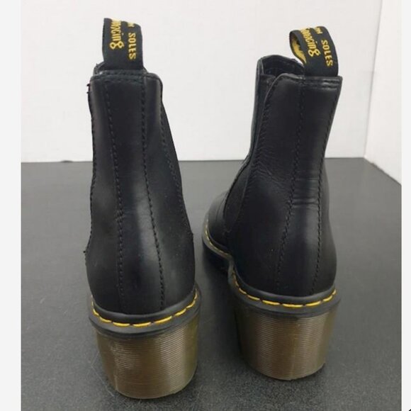 ‘CADENCE LEATHER HEELED CHELSEA Black Dr. Martens Boots Women's SZ 8 - Picture 3 of 5